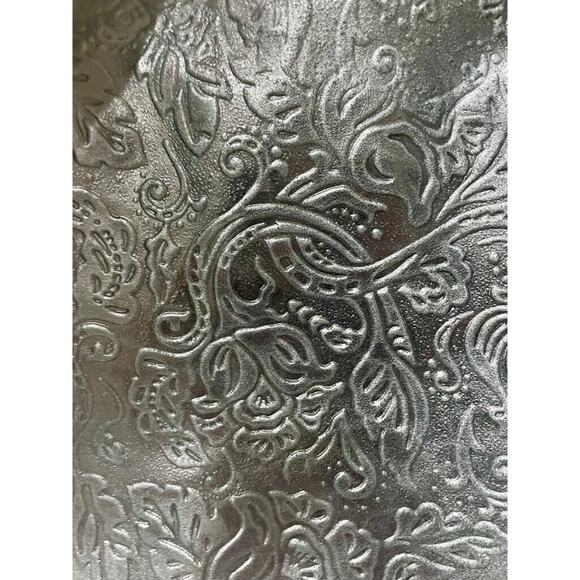 STELLA BIANCA SATCHEL CROSSBODY BAG MADE IN ITALY TOOLED EMBOSSED BLACK LEATHER - Picture 3 of 13